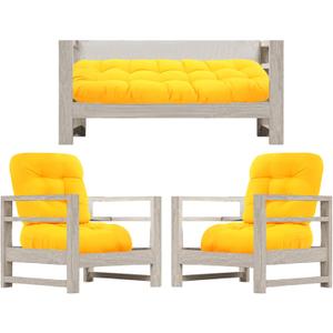 Wenqik 5 Pcs Outdoor Wicker Chair Cushions Set with 1 Loveseat 44 x 19 in Weatherproof and 4 U Shaped Cushions for Wicker Patio Furniture Porch Swing Bench Seat Sofa Couch(Yellow)