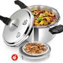 4.22QT Small Stainless Steel Pressure Cooker, Premium Quality, Quick Cooking, Heavy Duty Construction, Safe Lock Design,olla de presion,para cocinar,instant pot