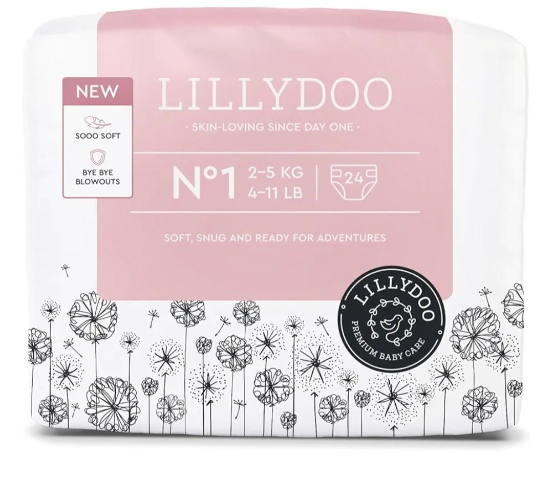 LILLYDOO - Hypoallergenic Baby Diapers, Size 1 (2-5 kg) 24 pieces Ultra Soft and Absorbent, Fragrance Free and Lotion for Sensitive Skin, Dermatologically Tested