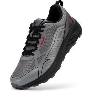 FitVille Wide Running Shoes for Men Trail Walking Sneakers Athletic Shoes with Wide Toe Box | Arch Support (Black Gray, 12,5)