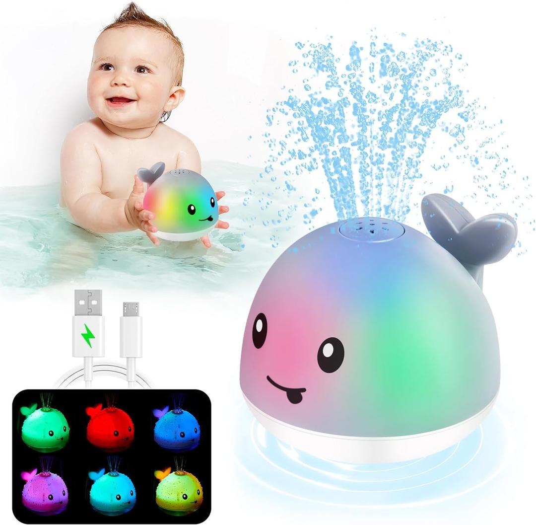 Baby Bath Toys, Toddler Bath Toys for Kids Ages 1-3, Baby Easter Basket Stuffers, 1 2 3 Year Boy Girl Gifts Baby Toy 6-12-18 Months Light Up Whale Bath Toy Sprinkler Bathtub Pool Water Toy