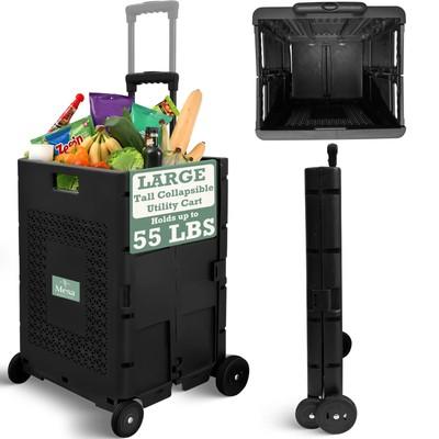 Collapsible Ultra-Slim Pack-N-Roll 4 Wheel Utility Cart, Upto 55 Lbs,Telescop...