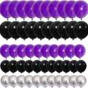 Purple Black Silver Balloon Garland Arch Kit - 121PCS Purple Black Balloons Metallic Silver Balloon for Purple Wedding Birthday Engagement Graduation Party Decorations