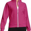 Womens Fleece Lined Half Zip Pullover Cotton Winter Warm Sweatshirt for Women with Thumbhole Pocket (Pink)