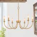 Gold Chandelier, 26" 6-Light Farmhouse Chandeliers for Dining Room Lighting Fixtures Hanging, Modern Farmhouse Chandelier for Bedroom, Foyer, Living Room, Entryway (Rose Gold)