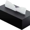 SANRUI Acrylic Facial Tissue Box Cover Holder with Snap Bottom Cover Rectangle Napkin Dispenser Organizer for Bathroom Kitchen and Office Desk (Matt Black)