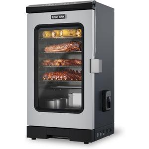 EAST OAK 30" Electric Smoker for Outdoors | Built-in Meat Probe Up to 6× Longer Smokes on a Single Load | Side Chip Loader for Smoking | Bigger Batches with 725 sq in Cooking Area, Mist Silver