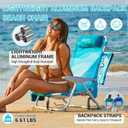 #WEJOY Beach Chair for Adults, Reclining Adjustable Position,Lay Flat Lightweight Folding Portable Aluminum Chair with Backpack Straps,Padded headrest, Heavy Duty 400 lbs Lawn Chair for Beach, 2 Pack