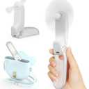 Koonie Portable Handheld Fan, Foldable Mini Hand Held Fan for Travel, Small Pocket Fan for Women, Battery Operated Fan with 8 Working Hours for Indoor Outdoor White