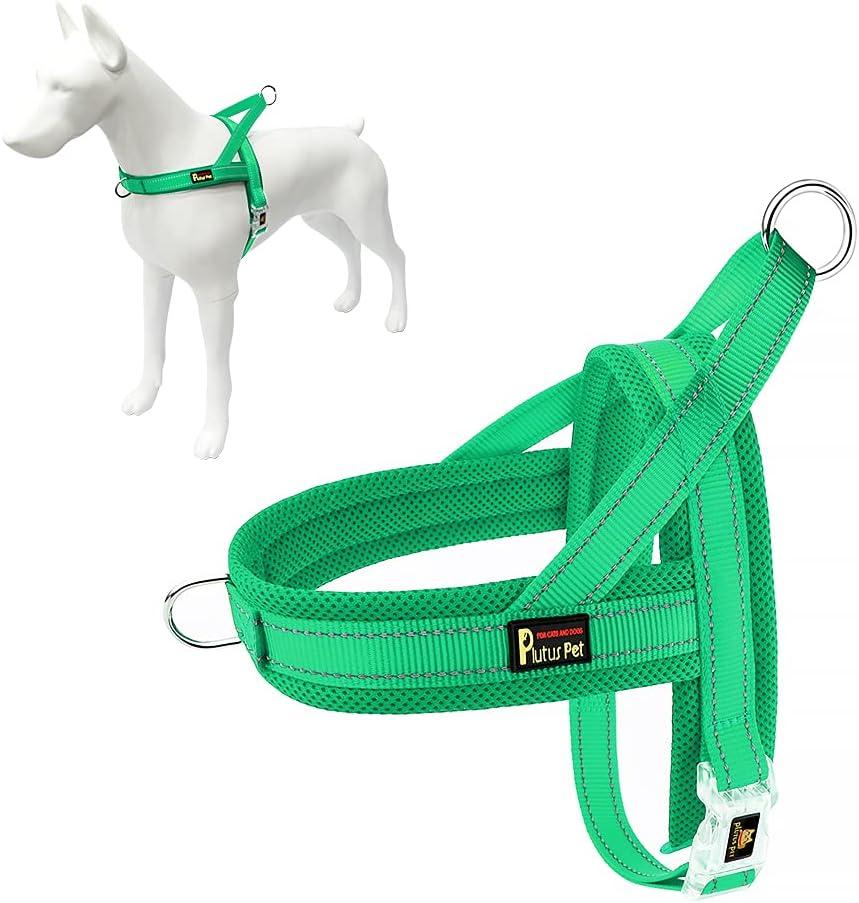 Plutus Pet No Pull Dog Harness with Breathable Mesh Padded, Adjustable Reflective Escape Proof Dog Harness, Quick Fit Dog Vest Harness for Dogs(M, Green)
