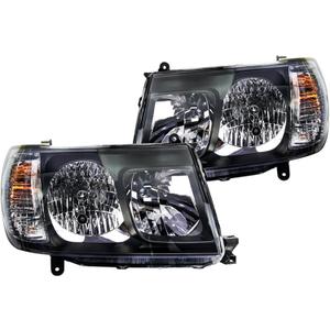 Halogen Headlight Assemblies Compatible with1998-2005 Toyota LandCruiser FJ100 LC100 105 series Black Headlights Left+Right Side Headlamp 81059-60042 81019-60042 Without bulbs