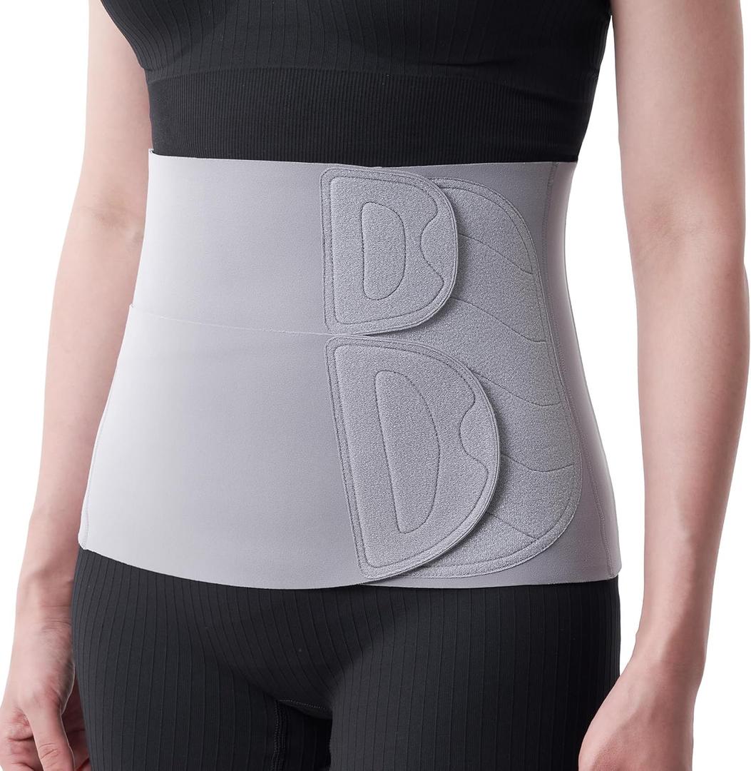 Momcozy Ergowrap Abdominal Binder Postpartum, Post Surgery Belly Binder with 3D Lifting & Back Support, 9" Tummy Tuck Compression Garment (Medium)