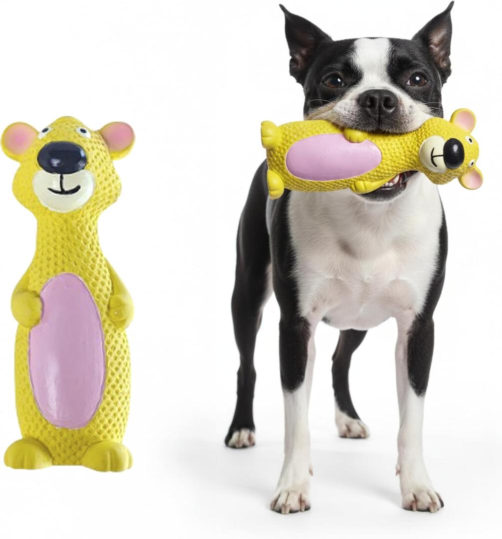2 x My Pet & Me - Squeaky Dog Toys for Light to Moderate Chewers - Fun Latex Toys for Puppies, Teething, and Gentle Play - Interactive Fetch and Chew Toy with Squeaker (Golden Bear, 6 Inch)