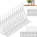 JMIATRY 12PCS White Shelf Brackets 6 Inch White L Bracket for Shelves, Wrought Iron Heavy Duty Triangle Shelf Brackets 6 Inches, Wall Mounted Floating Corner Shelving Bracket with Mounting Screws