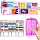Pill Organizer Medicine Organizer Travel Essentials - Travel Pill Case with Labels, Large Daily Medicine Dispenser (Pink)
