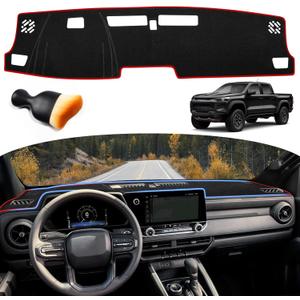 Dash Cover for Chevy Chevrolet Colorado/GMC Canyon 2023-2025 2026 Dashboard Cover Mat Non-Slip Center Console Protector Mat Sunshade (Red Trim)