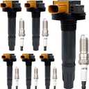 HQPASFY UF646 Ignition Coils Pack & Iridium Spark Plugs Set of 6 Compatible with Ford Expedition Explorer F-150 Flex Lobo Taurus Transit-150 250 350, Lincoln MKS MKT Navigator Replaces #GN10638