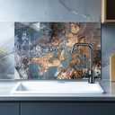 DAIFURONGE Tempered Glass Backsplash for Kitchen,Easy to Clean, One Piece Glass Behind Stove Splashback Panel, Home Kitchen Wall Decor (blue, 30"x24"(76.2x60.96cm))