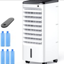 Windowless Portable Air Conditoners, 3-IN-1 Portable AC with Remote, 3 Modes 3 Speeds, 1Gal Tank & 12H Timer, 65° Oscillation, Fast Cooling Quiet Ventless Swamp Cooler for Room Home Office, Off White