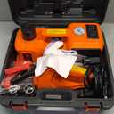 Electric Car Jack Kit 5 Ton 12V Floor Jack Portable Hydraulic Car Jack with Impact Wrench and Tire Inflator Pump for SUV Sedans Tire Change with LED Light, Lifting Height 6 to 17.7 Inch (Orange)