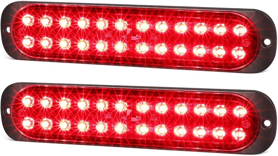 7.5 inch Aluminum Housing Red Stop Brake Turn Signal LED Trailer Lights 24LEDs Waterproof Surface Mount Side Marker Lights for Truck Tractor Motorcycle Jeep RV, 2Pcs