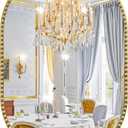 Oval Mirror for Wall, 24x36 Inch Gold Oval Bathroom Mirror, Antigue Gold Vanity Mirrors, Metal Floral Frame Mirror for Bedroom Living Room Hallway, Hangs Horizontally or Vertically