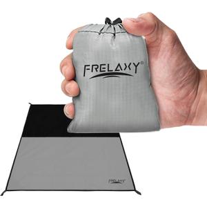 Frelaxy Pocket Picnic Blanket, Waterproof Sandproof Beach Mat, Compact Camping Tarp for Festivals, Hiking, Travel, Outdoor Recreation (Grey, 28'' x 47'')