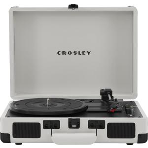 Crosley CR8005DP-WF Cruiser Plus Vintage 3-Speed Bluetooth in/Out Suitcase Vinyl Record Player Turntable, White Farmhouse