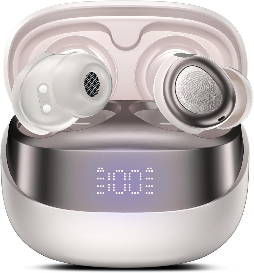 Sleep Earbuds Bluetooth Light-Weight Headphones, Mini Sleep Headphones Small Design for Side Sleepers, Clear Calls Earphones, Pearl White