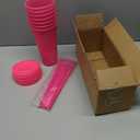 Hooqict 7 Pack Reusable Cups with Lids and Straws 24 oz Glitter Plastic Tumbler Water Iced Coffee Travel Mugs Hot Pink Party Favor Cups for Smoothie Juice Beach Birthday Bachelor Girls Princess Party
