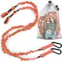 Gradient Fitness 2 Pack Kayak Paddle Leash, 5-8 Feet Stretchable Paddle Strap with Carabiner Secure Leash Lanyard Rope for SUP Kayak Canoe Paddle Fishing Pole Rod (Orange)