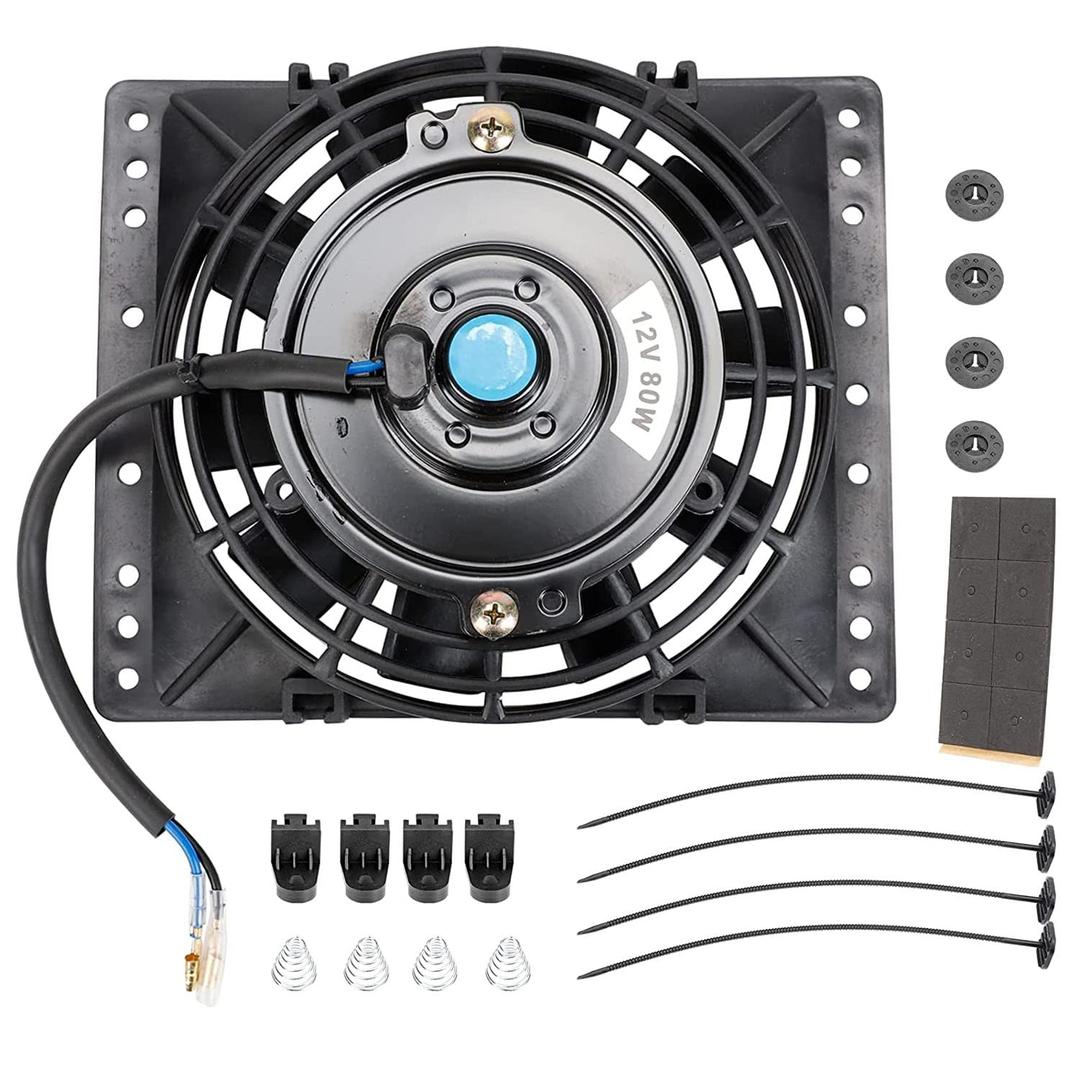 6 Inch Slim 650CFM Radiator Cooling Fans Universal Slim Pull Push 12V 80W Direct Replacement Electric Fan with Mount Kit
