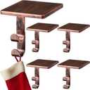 Zhengmy 4 Pcs 2 in 1 Fireplace Stocking and Garland Hangers Heavy Duty Metal Christmas Stocking Holder for Mantle, Two Hooks Hangers for Garland Balls Fireplace Xmas Holiday Party Decoration (Bronze)