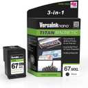 VersaInk-Nano HP 67 MXL Titan-Magnetic (MICR 3-in-1) Black Ink Cartridge Replacement of HP 67 and 67 XL, Works with HP DESKJET 2723,2734,2755,2855,4133,4155,4255, Envy 6055,6075,6455,6475
