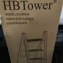 HBTower 4 Step Ladder, Step Stool Foldable with Wide Anti-Slip Pedal, Sturdy Steel Ladders for Home Adults Kitchen