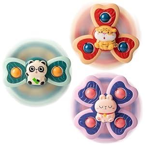 TOHIBEE 3-Piece Animal Suction Cup Spinner Toys for 1-3 Year Old Boys & Girls - Sensory Toys for Toddlers 12-18 Months - First Birthday Gifts