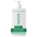 Native Body Lotion, Eucalyptus & Mint, 48-Hour Hydration for Dry & Sensitive Skin, Made with Plant-Based Moisturizers like Shea Butter, Silicone & Paraben Free, 16.5 fl oz