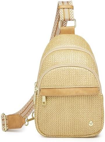 Summer Straw Sling Bag Small RFID Blocking Crossbody Bag Beach Fanny Pack