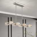 XINGQI Chandeliers for Dining Room 8-Lights Over Table, Brushed Nickel Kitchen Island Light Fixture Modern Chandelier with Glass Lampshade Sputnik Chandeliers for Living Room