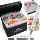 Alcohol Markers Set 120 Colors - Coloring Markers for Adult Coloring Books Professional Permanent Blending Marker Pens Artist Sets for Drawing Painting Sketching Illustration Kids Gifts
