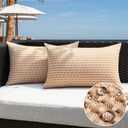 Kevin Textile Outdoor Waterproof Throw Pillow Covers Pack of 2 Boho Farmhouse Decorative Lumbar Cushion Covers for Garden Patio Tent Balcony Bench Couch Sofa 12x24 Inch, Light Brown