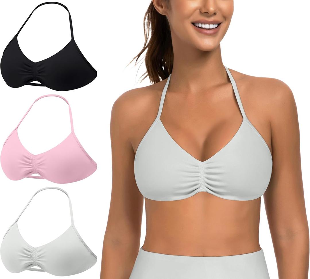 Light Support Backless Strappy Sports Bra for Women - Breathable Workout Gym Yoga Top with Removable Pads (S)