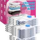 Colemoly Vacuum Storage Bags 18 Pack Vacuum Seal Bags Without Electric Pump Space Saver Storage Bags for travel, Storage and Organization (4 Jumbo/ 4 Large/ 3 Medium/ 3 Small/ 4 Roll Up) (Combo)