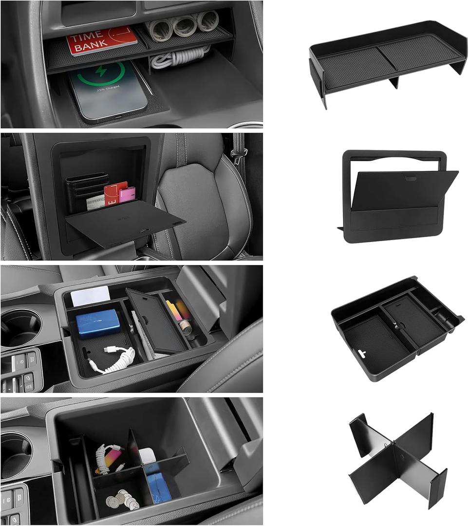 4PCS Center Console Organizer Compatible with Honda 2023 2024 2025 Pilot & 2026 Passport Accessories Armrest Divider Hidden Storage Box Organizer Divider Compartment Tray