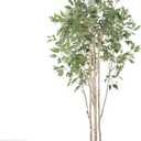 Artificial Fake Ficus Tree 8FT Tall 1Pack with White Planter & Free Moss, Artificial Plants Indoor, Artificial Trees for Home Decor Indoor, Faux Ficus Tree