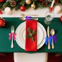 Twist Tie Bow for Wrapping Gift 3.5" 30Pcs Premade Satin Ribbon Bow Decorations for Crafts Treat Bag Wedding Bridal Shower Christmas Tree Party Favors Decor Accessories (Purple, Rose Red, Royal)