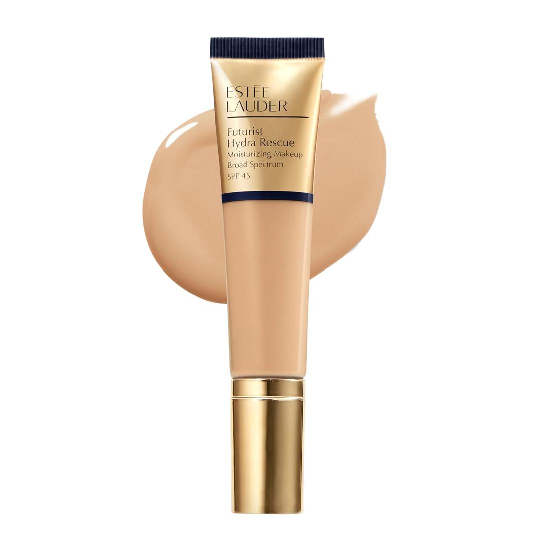 Este Lauder Futurist Hydra Rescue Moisturizing Foundation Makeup SPF 45 for a 12-Hour Glow, 1.2 Fl Oz (3W1 Tawny - Medium with neutral subtle golden undertones)