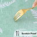 misaya Round Fitted Tablecloth with Elastic Edge, Waterproof Oil Proof Plastic Table Cover, Vinyl Flannel Backed Tablecloth Fits 36"-44" Round Tables for Dinner, Outdoor, Picnic, Light Green Leaves