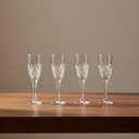 Carved Champagne Flutes Set of 6, 6oz Cut-Glass Diamond Pattern Elegant Stemmed Glasses for Champagne, Prosecco & Sparkling Wine Dishwasher Safe, Wedding & Celebration Gift