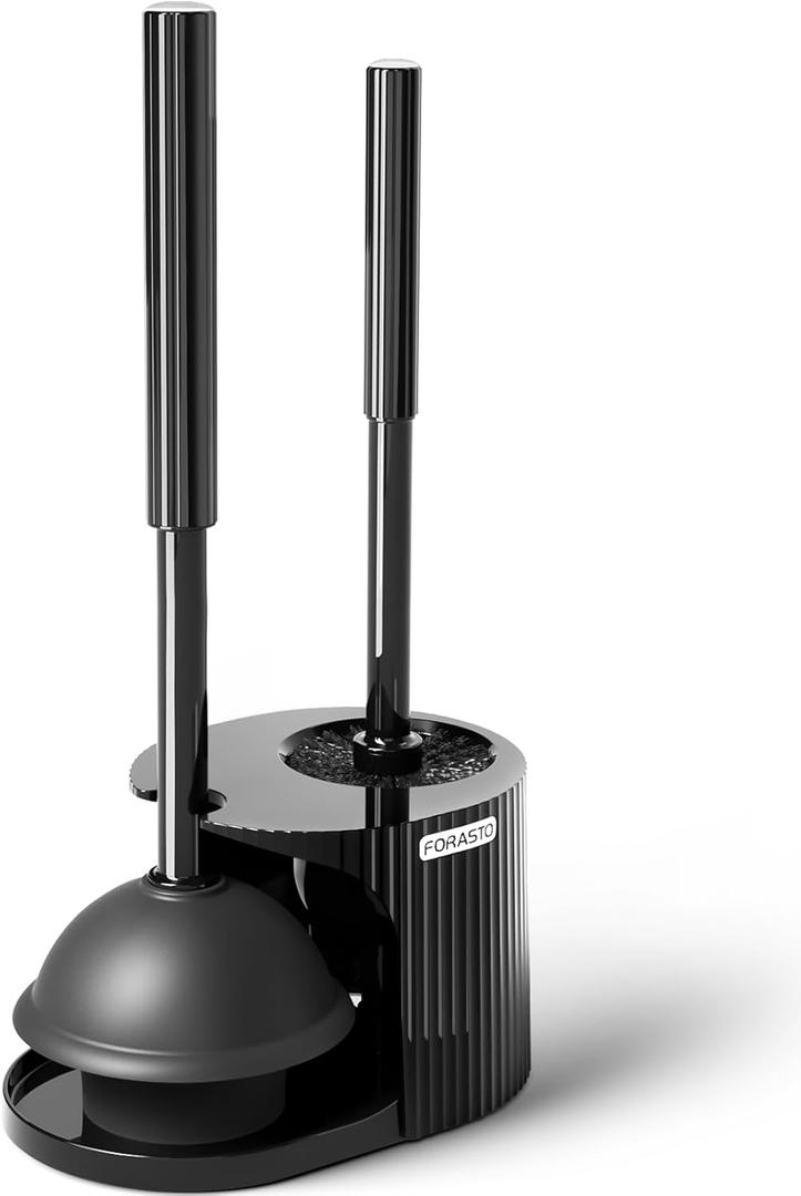 2 in 1 Toilet Plunger and Brush SetExtended Handle PlungerToilet Bowl Brush Plunger Set,Bathroom Cleaning Tools Toilet Brush Plunger ComboCleaning BrushBathroom Cleaning Supplies (Black)